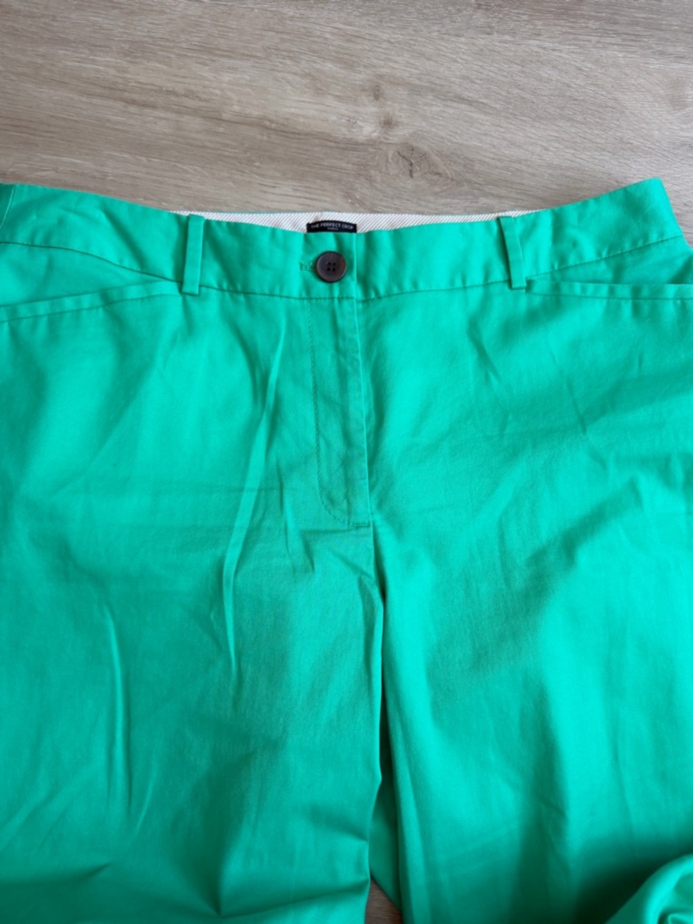 Talbots The Perfect Crop Curvy Pants Green Women’s Size 12 Cotton Spring Summer - Picture 2 of 7